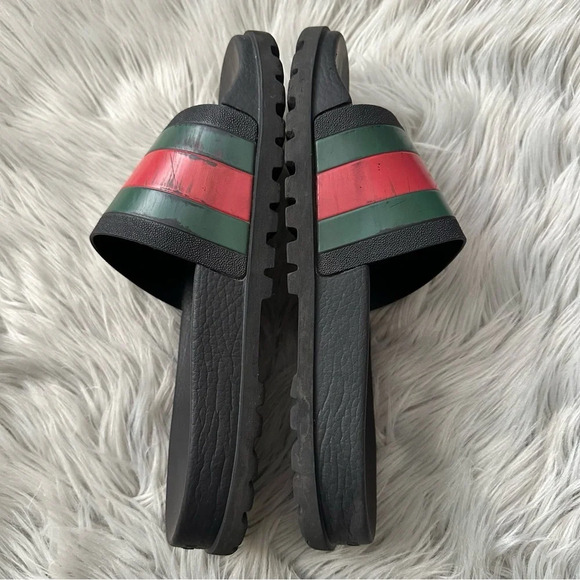 GUCCI Men’s Web Rubber Slide Sandal Size 11 - Picture 7 of 11